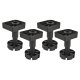 Square Adjustable Cabinet Furniture Plinth Legs - 90-120mm - Plastic - Pack of 4