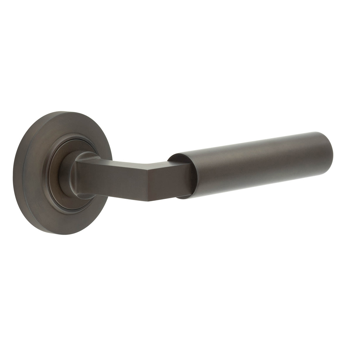 Dark Bronze Fire Rated Door Handles on Round Chamfered Rose - Westminster Range