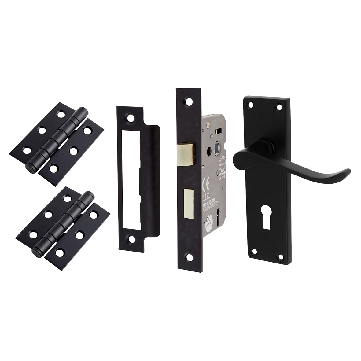 Matt Black Budget Scroll 3 Lever Sashlock Door Handles Pack