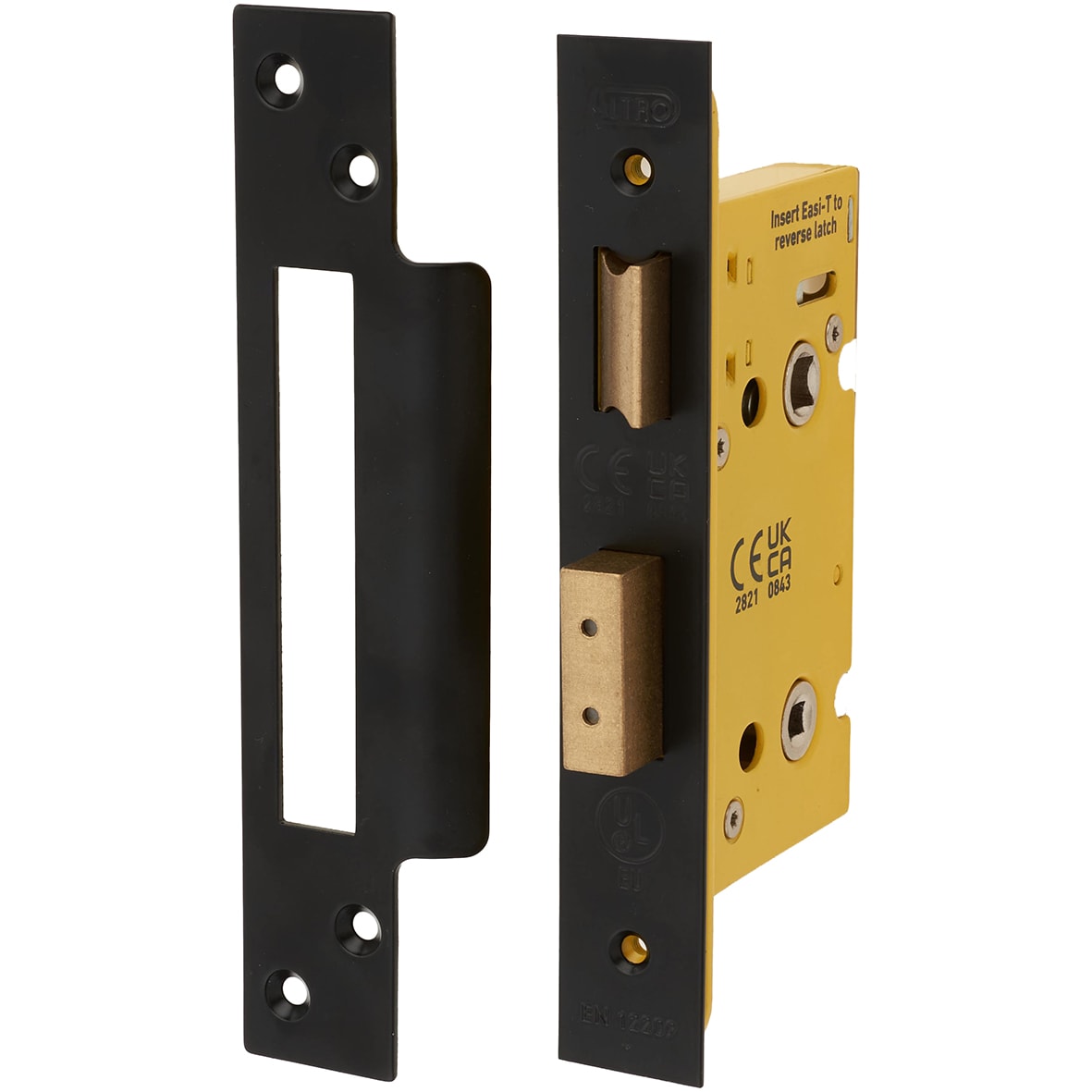 Architectural Bolt Through Bathroom Lock - 65mm Case - 44mm Backset - Square - Matt Black