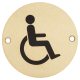 Disabled Toilet Door Sign - 75mm Diameter - Satin Brass
