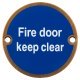 Fire Door Keep Clear Door Sign - 75mm Diameter - Antique Brass