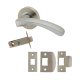 Polished Chrome/Satin Nickel Privacy Door Handles on Round Rose - Ventura Range