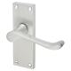 Satin Chrome Victorian Scroll Latch Door Handles - Short Plate - 118 x 42mm