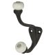 Single Hat & Coat Hook - 140 x 80mm - Black Iron & Porcelain