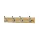 Hat & Coat Hook Rail - 400 x 20 x 71mm - 4 Hooks - Pine Board with Polished Chrome Hooks