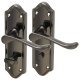 Black Nickel Scroll Bathroom Door Handles - Ashmead Range - 168 x 46mm