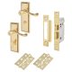 Polished Brass Georgian Rope Edge Scroll Bathroom Lock Door Handles Pack