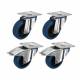 Heavy Duty Castor - 2 x Swivel, 2 x Swivel Braked - 400kg Max - 100mm Dia - Blue - Pack of 4