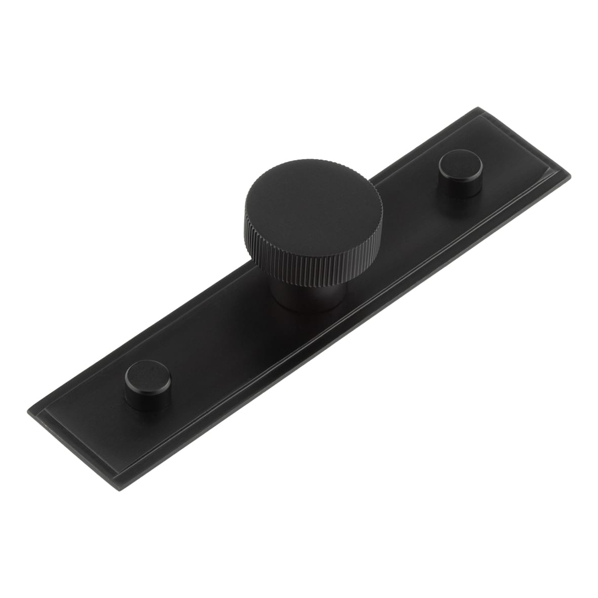 Thaxted Lines Round Cabinet Knob on Stepped Backplate - 30mm Diameter - Black
