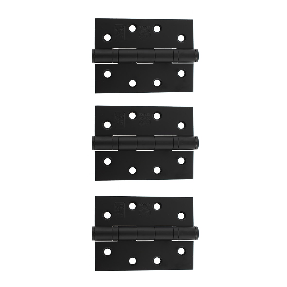 Twin Ball Bearing Grade 13 Butt Fire Door Hinge - 102 x 75 x 3mm - Matt Black - Pack of 3