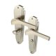 Marcus Satin Nickel Art Deco Bathroom Door Handles - Waldorf Range - 203 x 66mm
