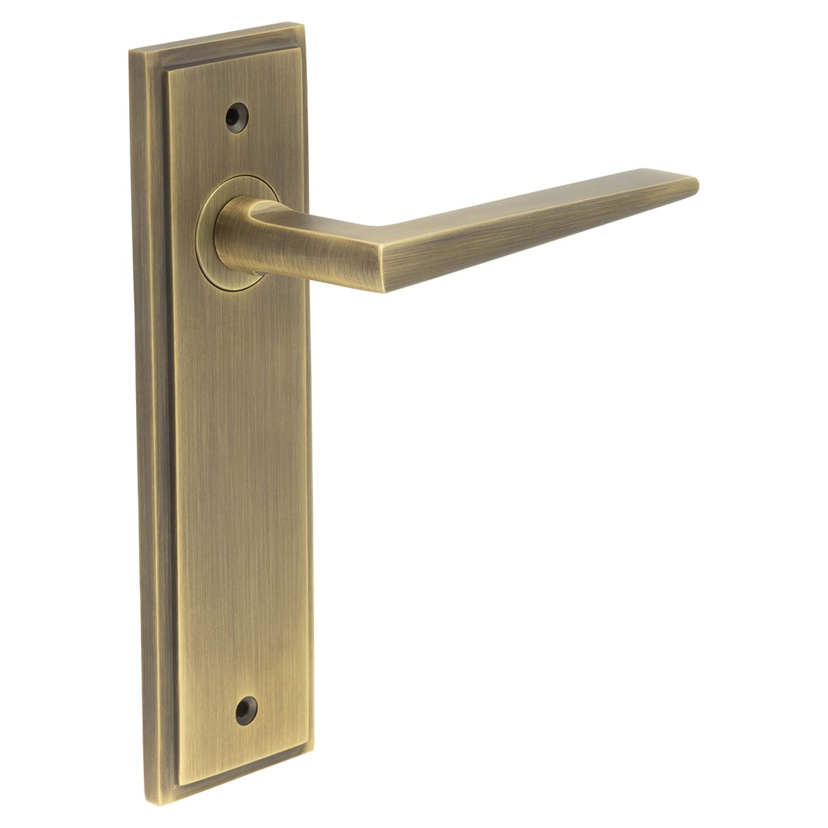 Antique Brass Fire Rated Latch Door Handles - Mayfair - 200 x 55mm