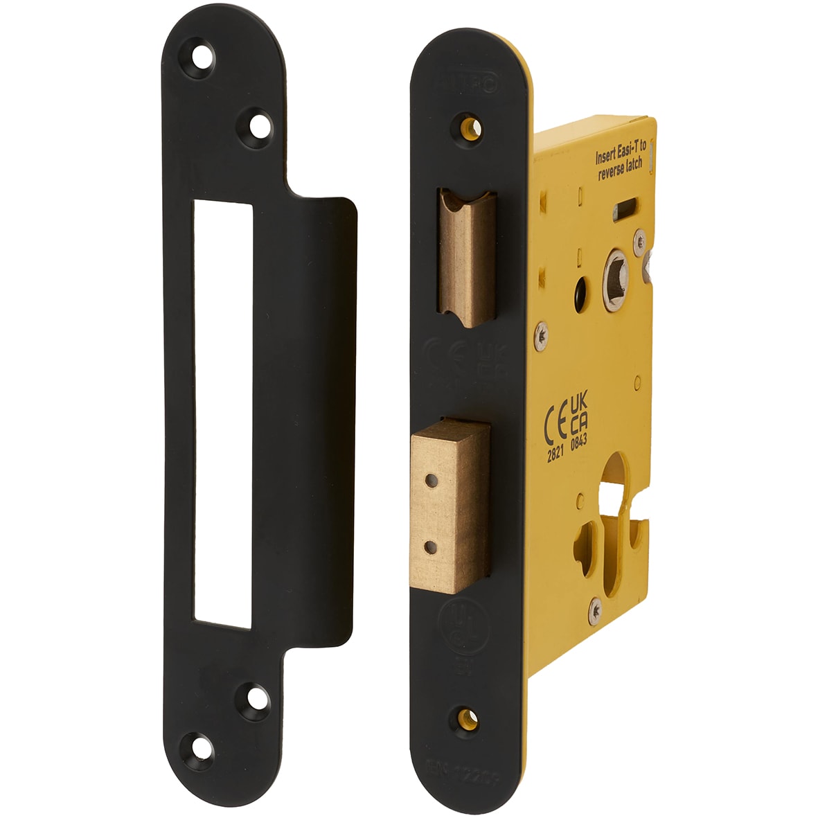 Architectural Bolt Through Euro Profile Sashlock - 78mm Case - 57mm Backset - Radius - Matt Black