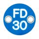 Fire Door Sign - Drilled - 25mm Diameter - Rigid Plastic - Blue