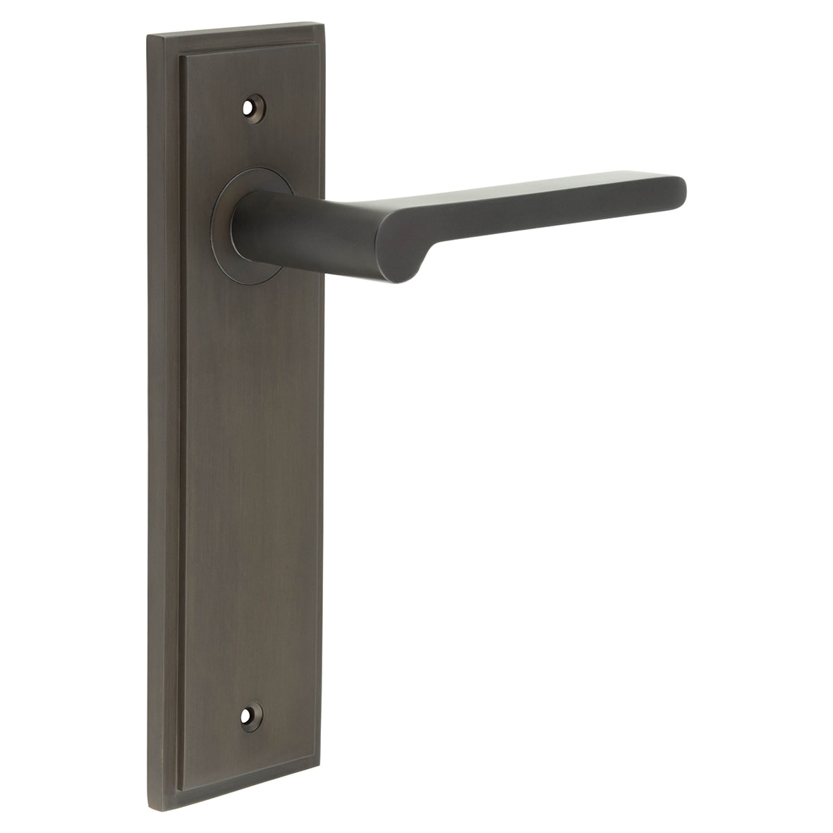 Dark Bronze Fire Rated Latch Door Handles - Fitzrovia - 200 x 55mm