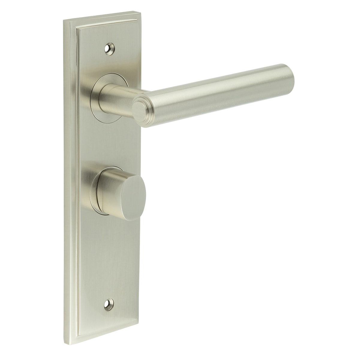 Satin Nickel Fire Rated Bathroom Door Handles - Richmond - Inner 2 - 200 x 55mm