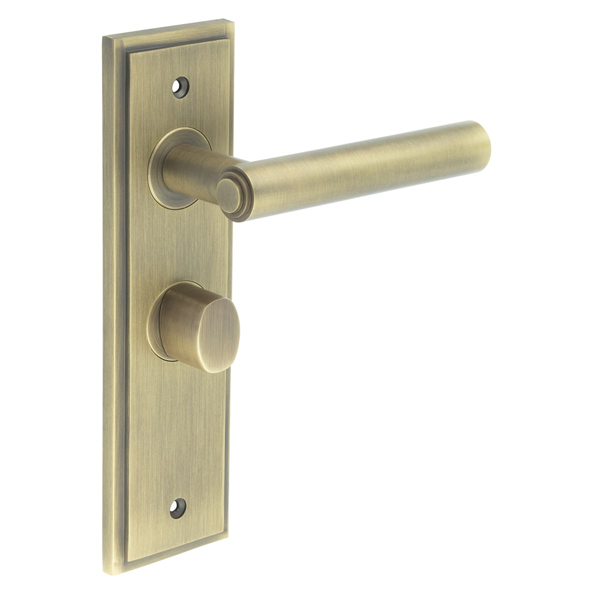 Antique Brass Fire Rated Bathroom Door Handles - Richmond - Inner 1 - 200 x 55mm