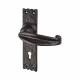 Metalized Antique Black Iron Tudor Keyhole Lock Door Handles - 152 x 38mm