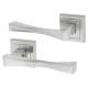 Satin Chrome Twist Door Handles on Square Rose - Spirit Range