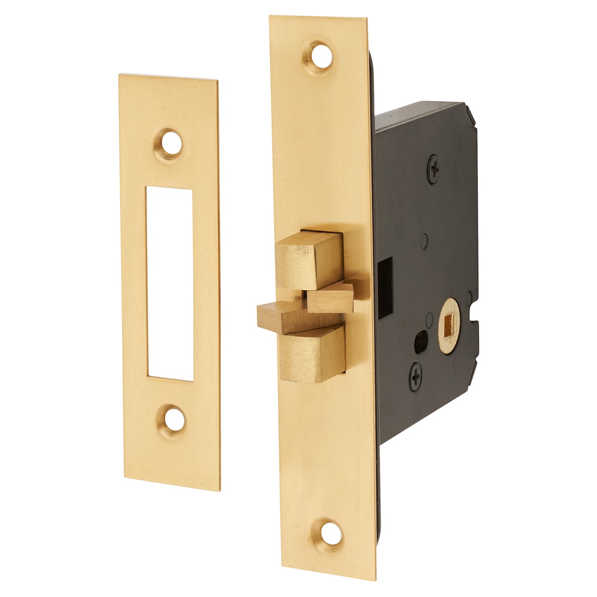 Sliding Door Bathroom Lock - 76mm Case - 56mm Backset - Polished Brass