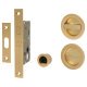 Round Flush Privacy Handle Set with Lock - Satin Brass