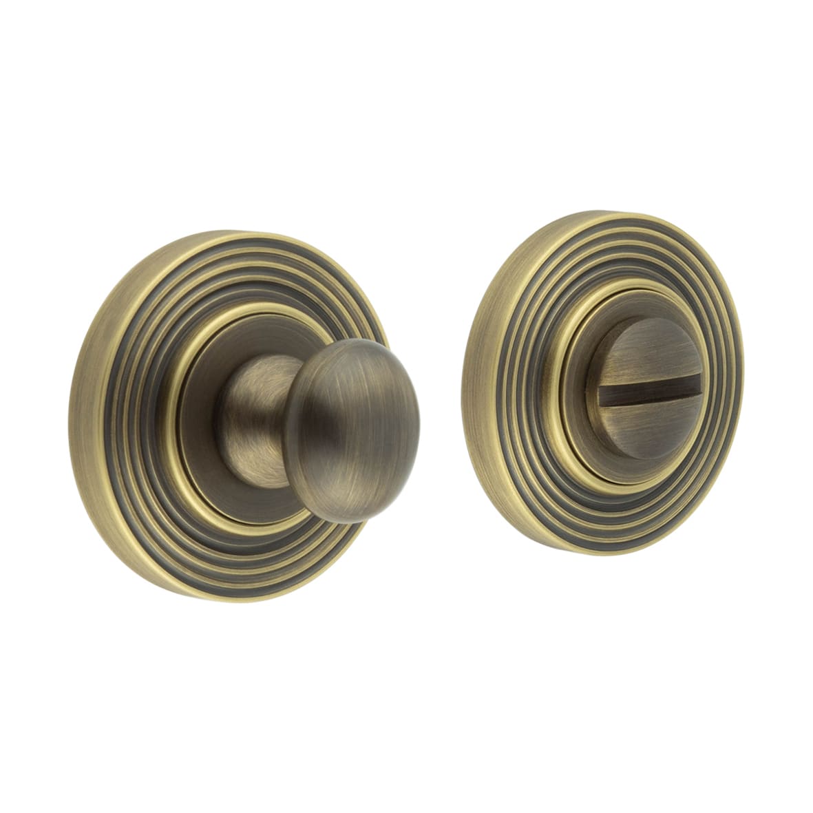 Inner 1 Turn & Release with Reeded Rose - 47mm Diameter - Antique Brass