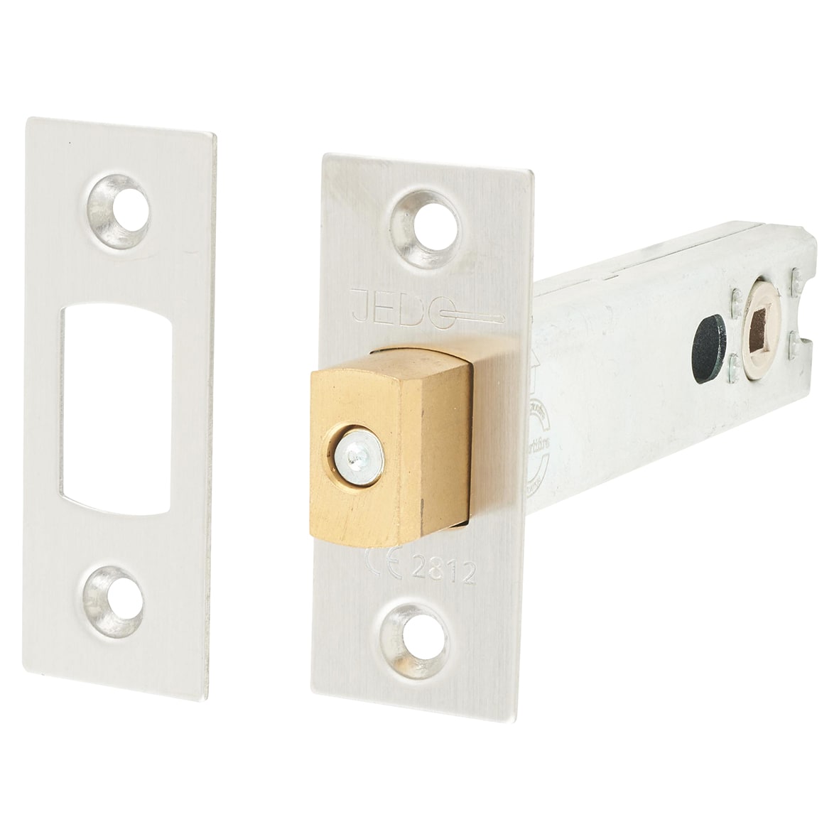 5mm Heavy Duty Bolt Through Tubular Bathroom Deadbolt - 102mm Case - 82mm Backset - Square - Stainless