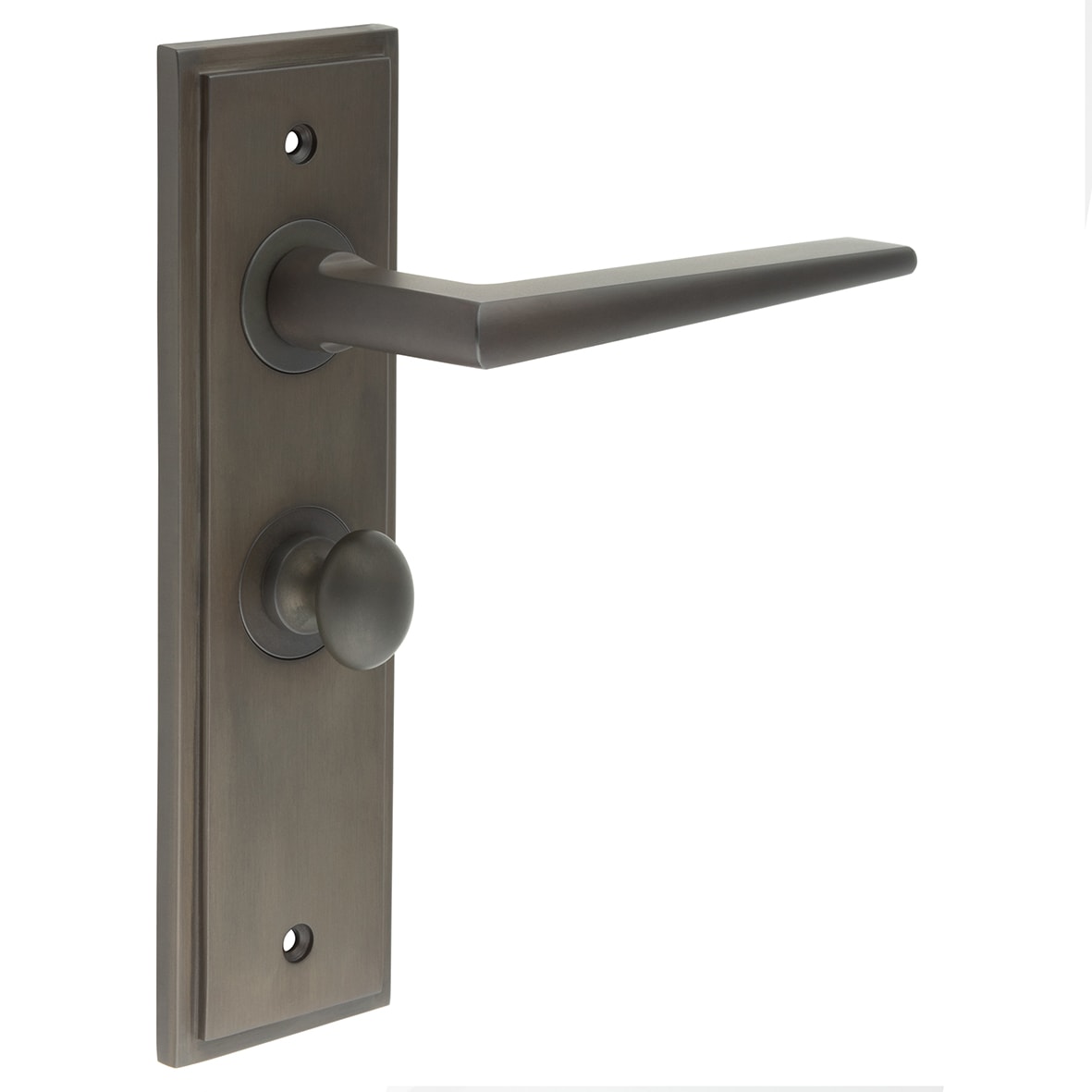 Dark Bronze Fire Rated Bathroom Door Handles - Mayfair - Inner 1 - 200 x 55mm