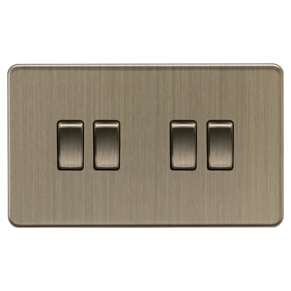 10AX 4 Gang 2 Way Screwless Flat Plate Light Switch - Antique Brass