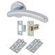 Polished Chrome Latch Door Handles on Rose Pack - Carina Range