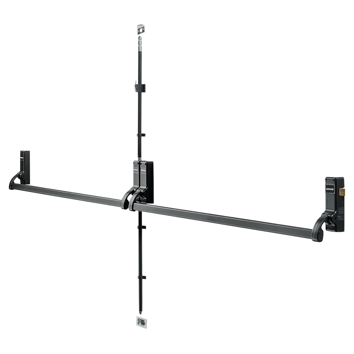 Rebated Double Door Panic Bar Set - Timber Door - Matt Black