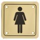 Ladies Square Toilet Door Sign - 95 x 95mm - Brass Plated