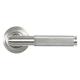 Satin Stainless Steel Knurled Door Handles on Round Art Deco Rose - Brompton Range