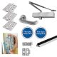 Medium Duty Latch Door Handle on Rose Fire Door Kit - Power Size 2-4 - Aluminium