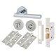 Polished Chrome Bathroom Lock Door Handles on Rose Pack - Sophia Range