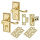 Polished Brass Georgian Rope Edge Scroll Privacy Latch Door Handles Pack - Short Plate