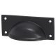 Square Cabinet Cup Handle - 84mm Centres - Black Iron