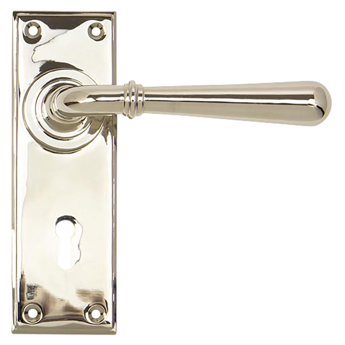 Polished Nickel Keyhole Door Handles - Newbury Range - 152 x 50mm