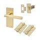 Satin Brass Knurled Latch Door Handles Pack - Remi Range