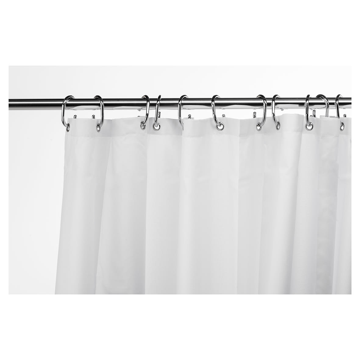 Long Drop Shower Curtain - 1800 x 2000mm - White Polyester