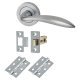 Satin Chrome Latch Door Handles on Rose Pack - Morgan Range