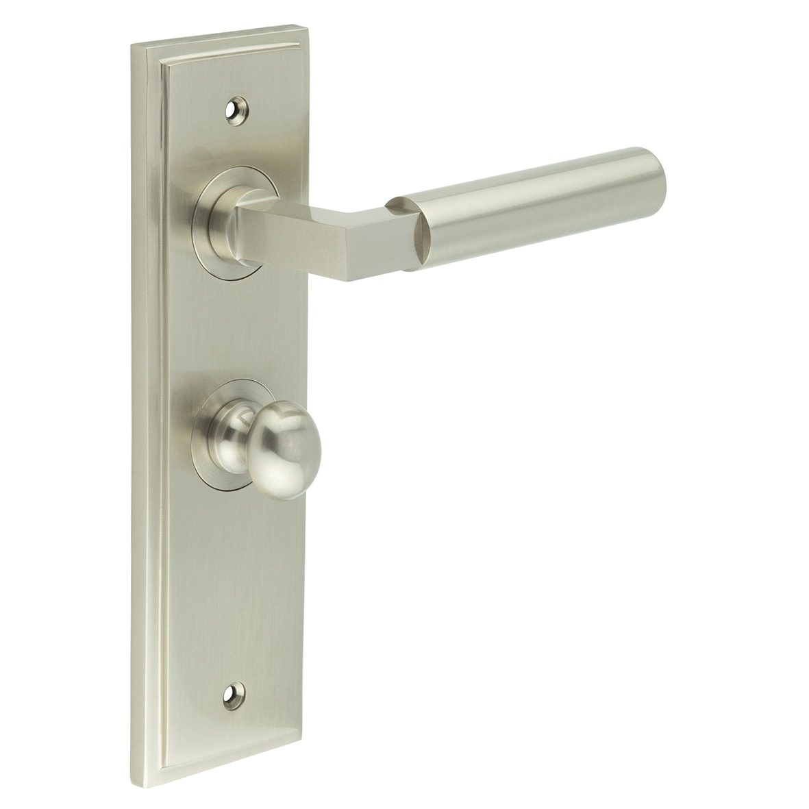 Satin Nickel Fire Rated Bathroom Door Handles - Westminster - Inner 1 - 200 x 55mm