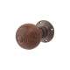 Rosewood Knob & Antique Brass Rose Beehive Mortice Door Knob - 58mm Rose Diameter