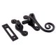 Curly Tail Mortice & Hook Plate Window Fastener - Reversible - 120 x 26mm - Smooth Black
