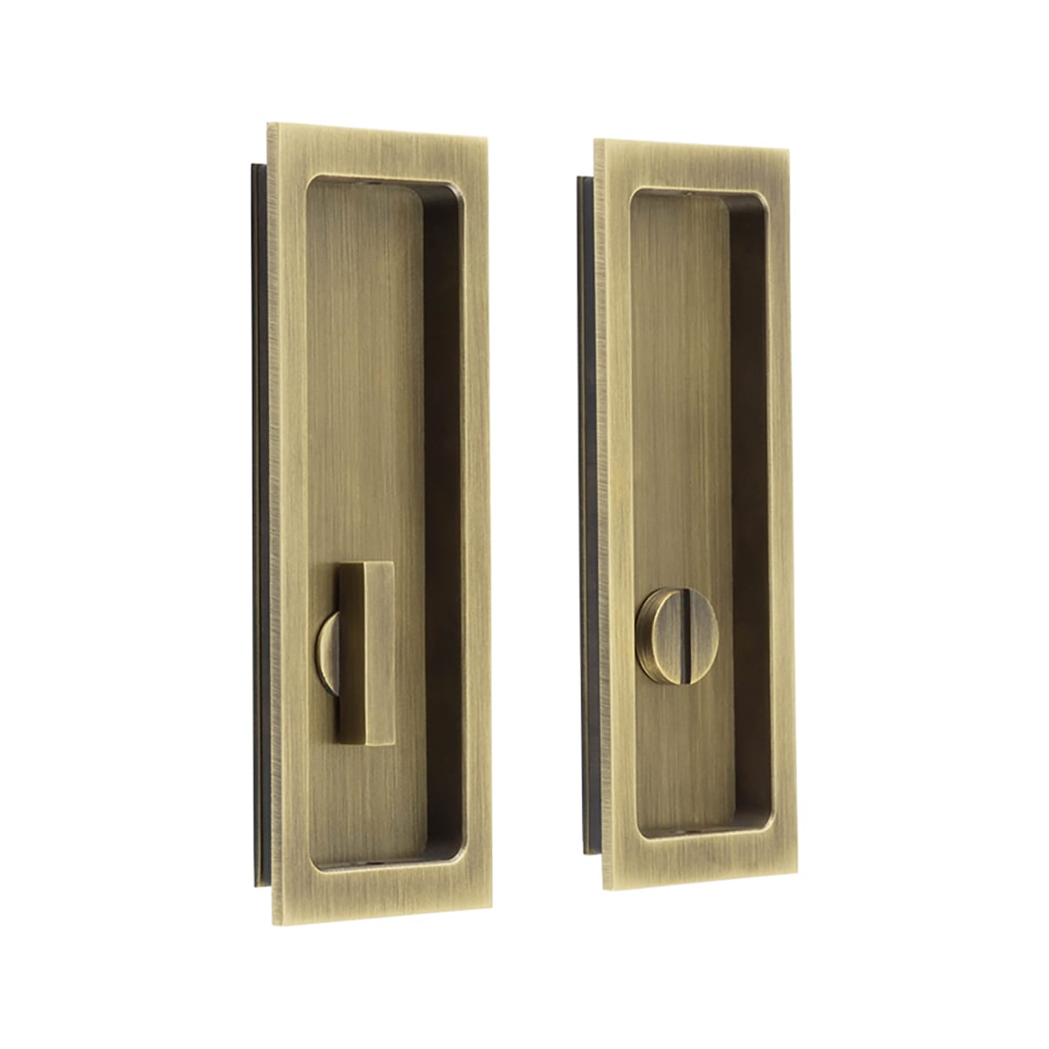 Rectangular Flush Privacy Handle Set - 150mm - Antique Brass