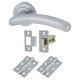 Satin Chrome Latch Door Handles on Rose Pack - Carina Range