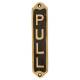Solid Brass Toilet Door Sign - Pull - 155 x 33mm - Polished Brass/Black