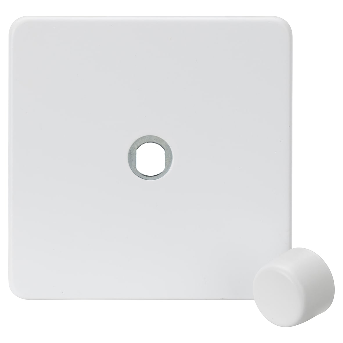 1 Gang Screwless Flat Dimmer Plate with Metal Dimmer Cap - Matt White
