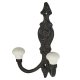 Double Coat Hook - 150 x 110mm - Black Iron & Porcelain